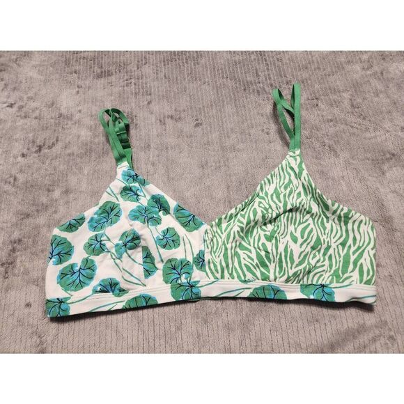Diane Von Furstenberg Geranium Leaf & Sea Twig Dual Green Bra Bralette XL - Picture 1 of 3